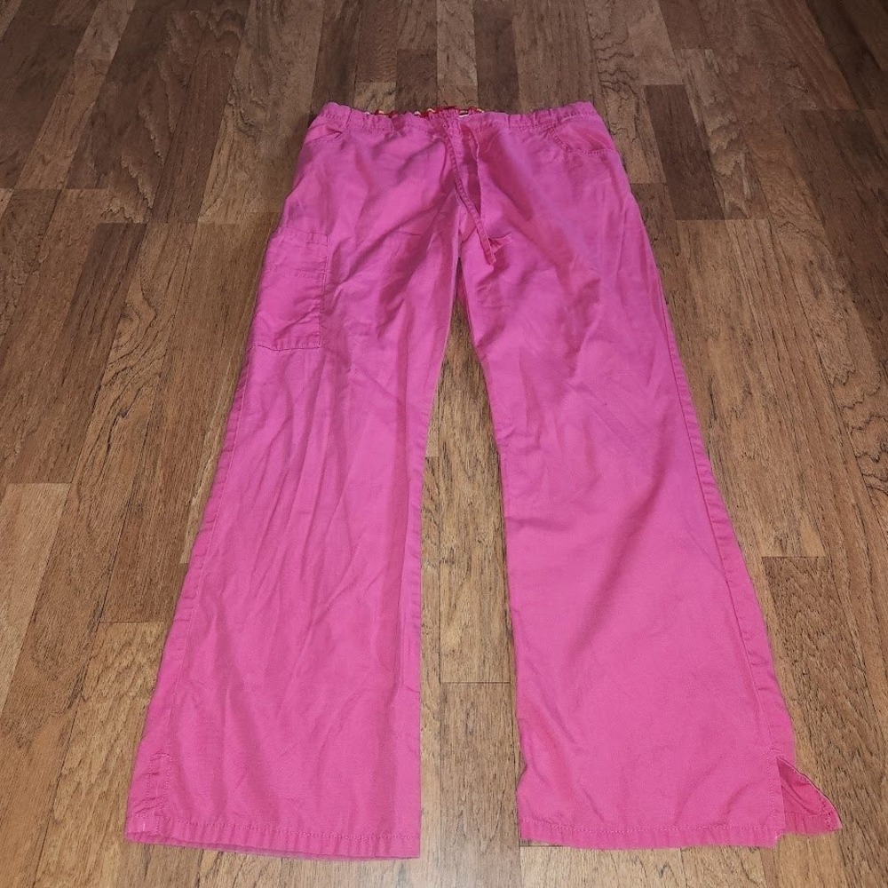 Dickies Gen Flex Hot Pink Cargo Scrub Pants Womens Medium Drawstring Flare 752